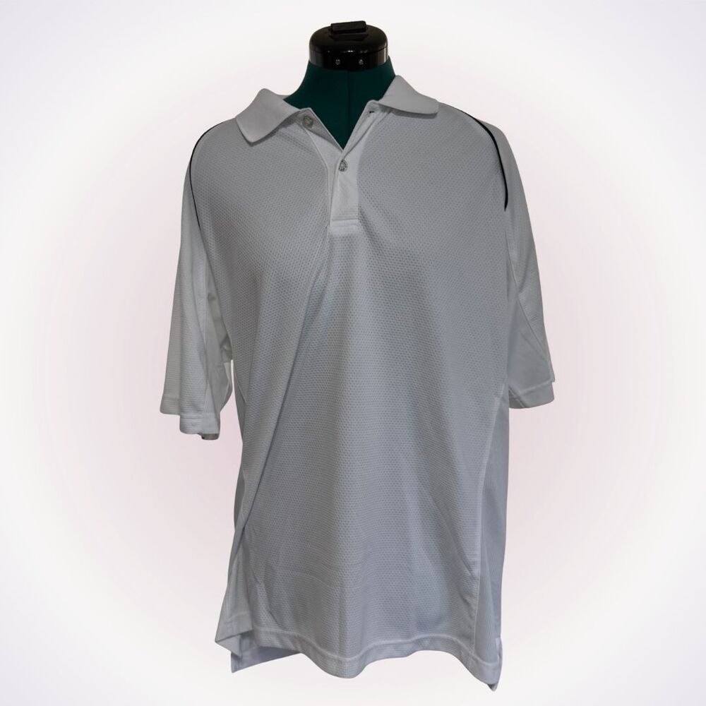 IZOD XFG White Performance Golf Polo with Navy Trim | Sz L